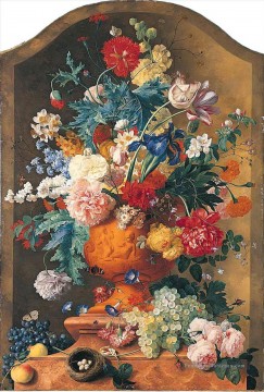 Fleurs dans un vase en terre cuite Jan van Huysum Peinture à l'huile